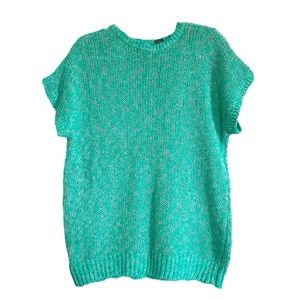 Vintage teal turquoise ramie blend sweater vest large button shoulders